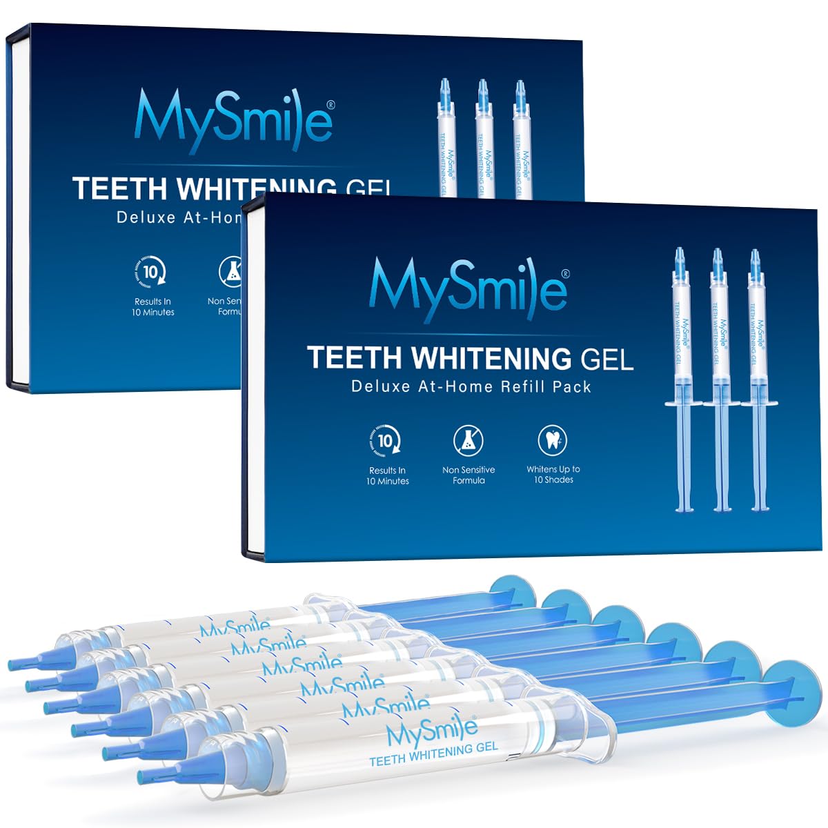 MySmile Teeth Whitening Gel Refills Pack – 6 Non-Sensitive, 10-Min Whitening