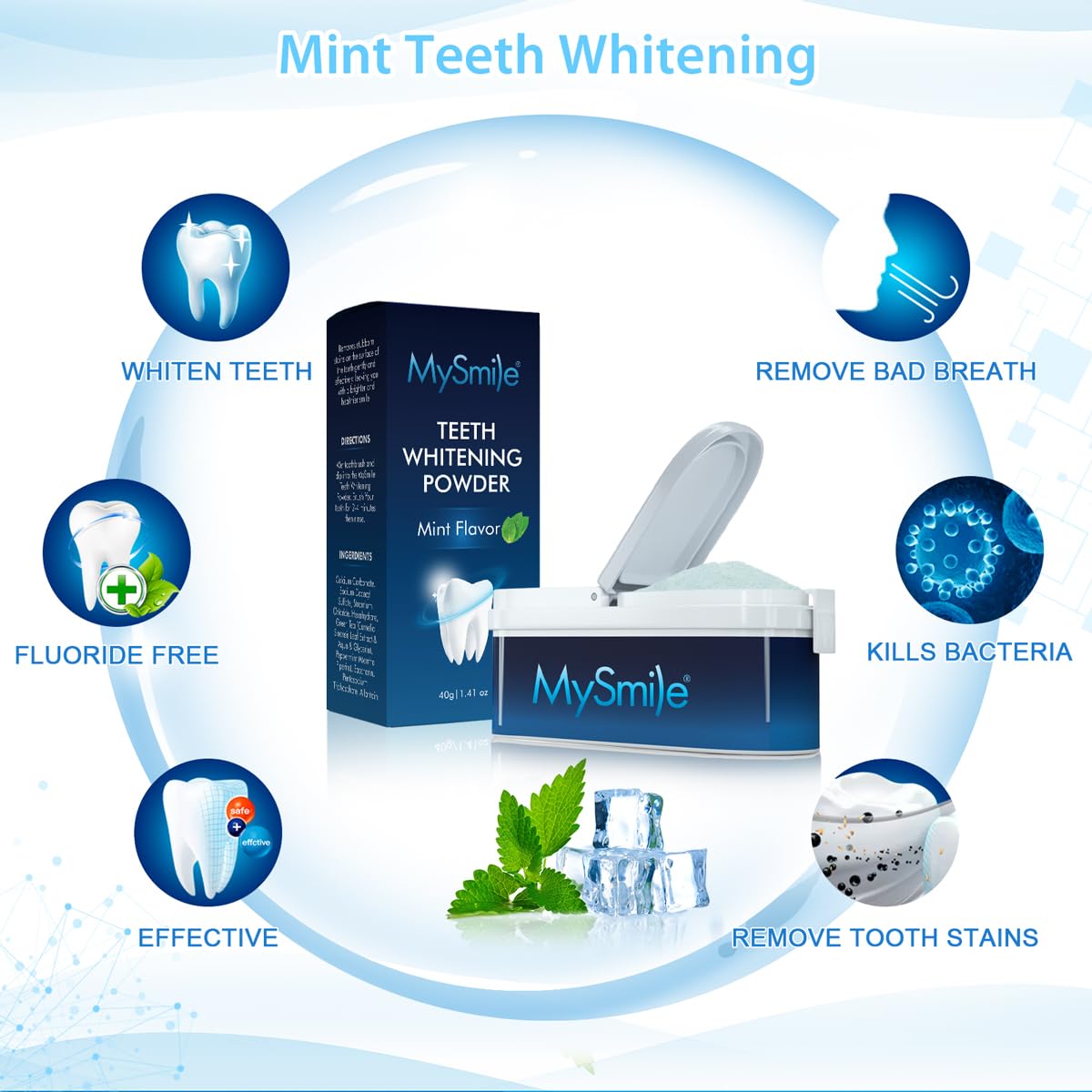 MySmile Teeth Whitening Powder – Natural Enamel Safe Whitening & Stain Remover