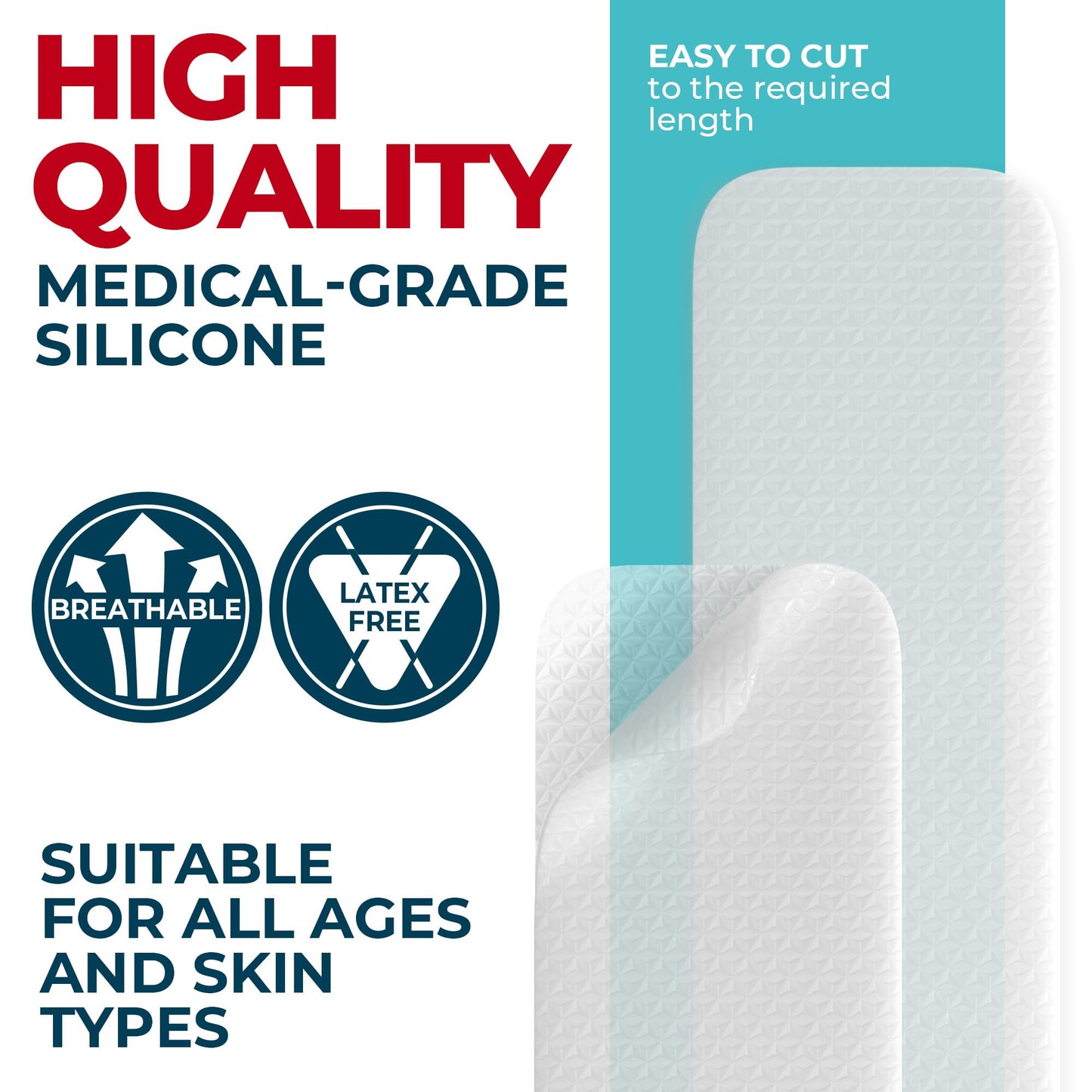 MYHELP Medical Grade Silicone Scar Sheets - Transparent 4pk (5.7 x 1.6) for Surgical, Keloid & C-Section Scars