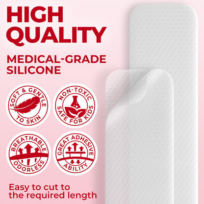 MYHELP Medical Grade Silicone Scar Sheets – Transparent 6pk (7in x 1.6in) for C-Section Scars
