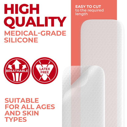 MYHELP Medical Grade Silicone Scar Sheets – Transparent 6pk (7in x 1.6in) for C-Section Scars