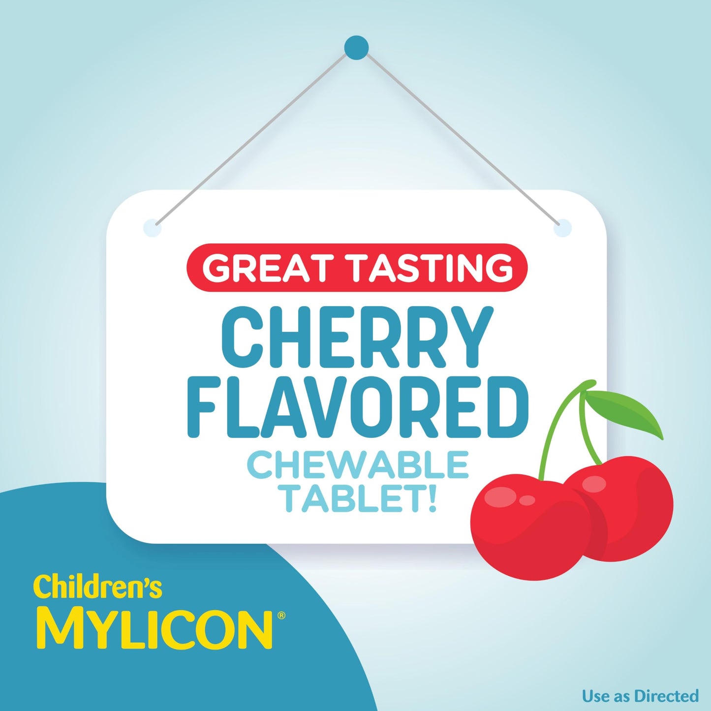 MYLICON Children's Tummy Relief for Kids — Cherry Flavored Chewables (Ages 2-11)