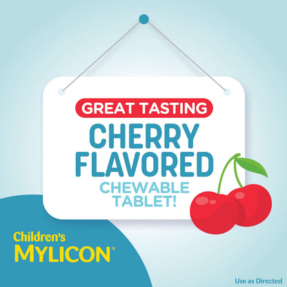 MYLICON Children's Tummy Relief for Kids — Cherry Flavored Chewables (Ages 2-11)