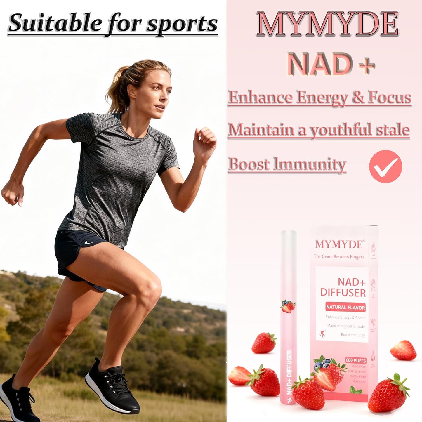 MYMYDE Herbal Diffuser Pen - Strawberry Mint Extract | Herbal Aromatherapy Stick