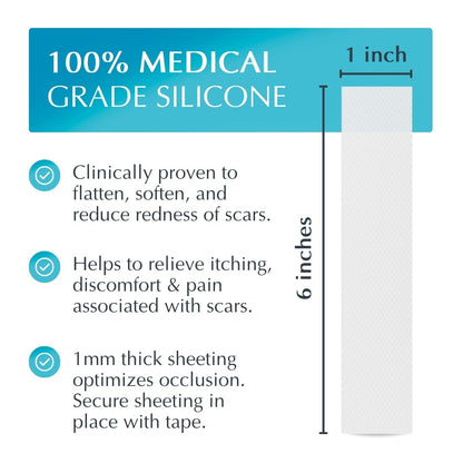 MyNewGel Advanced Silicone Scar Sheets – 1 x 6 inch, 4 Count, CLEAR