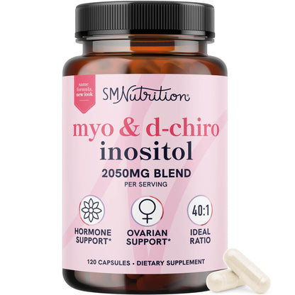 Myo-Inositol & D-Chiro Inositol for Hormone Balance for Women | Fertility & Ovarian Health | 40:1 Ratio | 2000mg / 50mg | 120 Ct