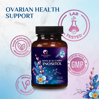 Myo-Inositol & D-Chiro Inositol 1025mg - 40:1 Ovarian Support (Vegan, Non-GMO) 120 Capsules