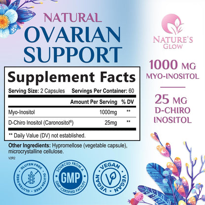 Myo-Inositol & D-Chiro Inositol 1025mg - 40:1 Ovarian Support (Vegan, Non-GMO) 120 Capsules