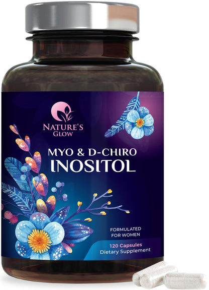 Myo-Inositol & D-Chiro Inositol 1025mg - 40:1 Ovarian Support (Vegan, Non-GMO) 120 Capsules
