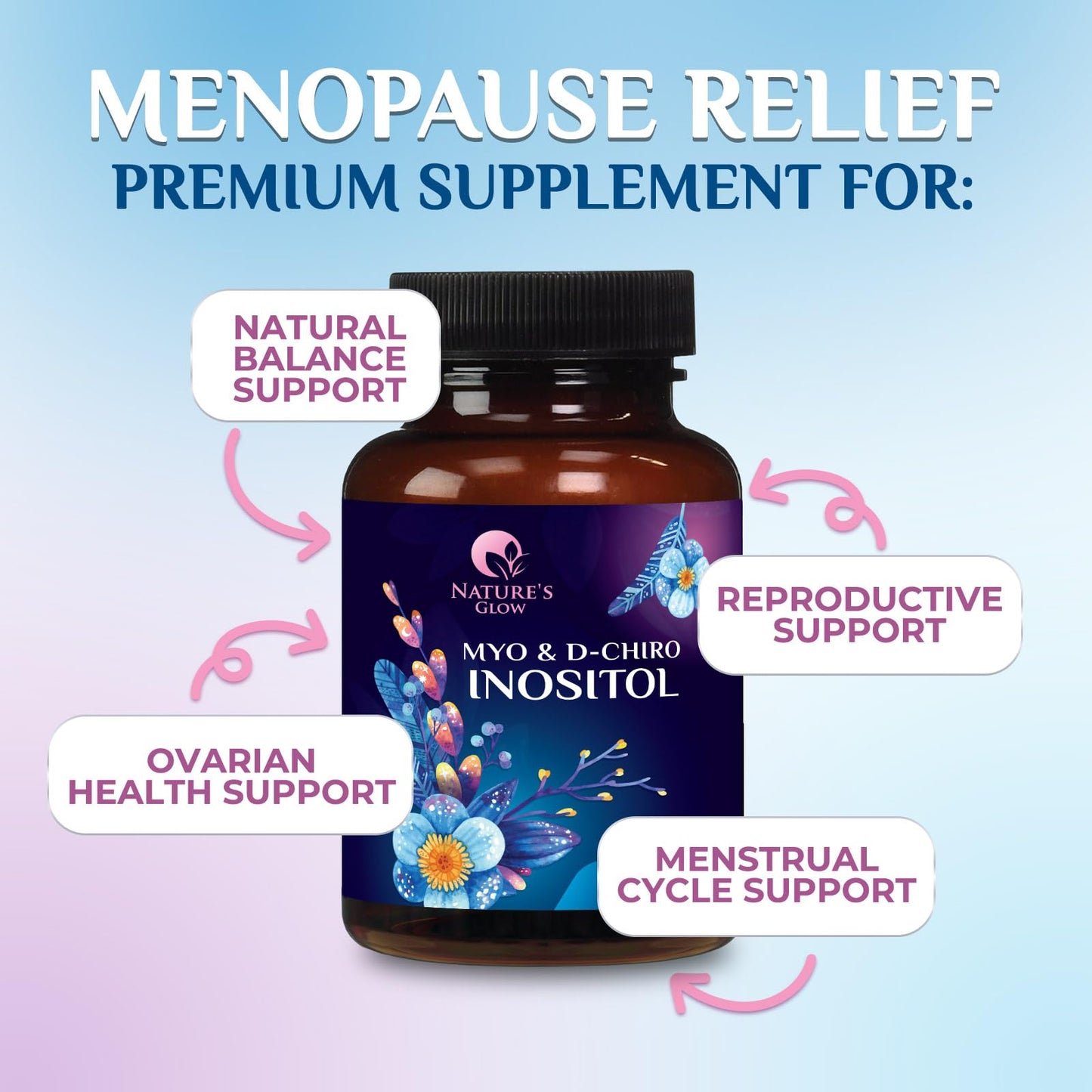 Myo-Inositol & D-Chiro Inositol 1025mg - 40:1 Ovarian Support (Vegan, Non-GMO) 120 Capsules