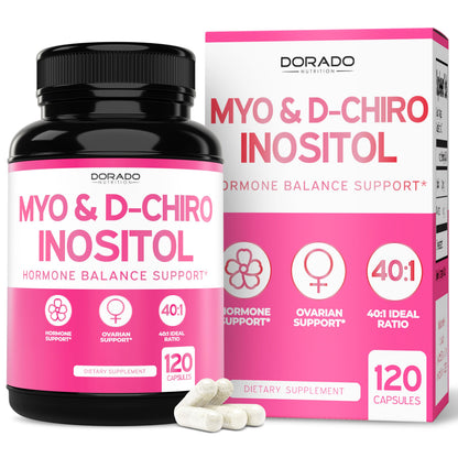 Myo-Inositol & D-Chiro Inositol for Women – 120 Caps, 40:1 Ratio, Hormone Balance, USA Made