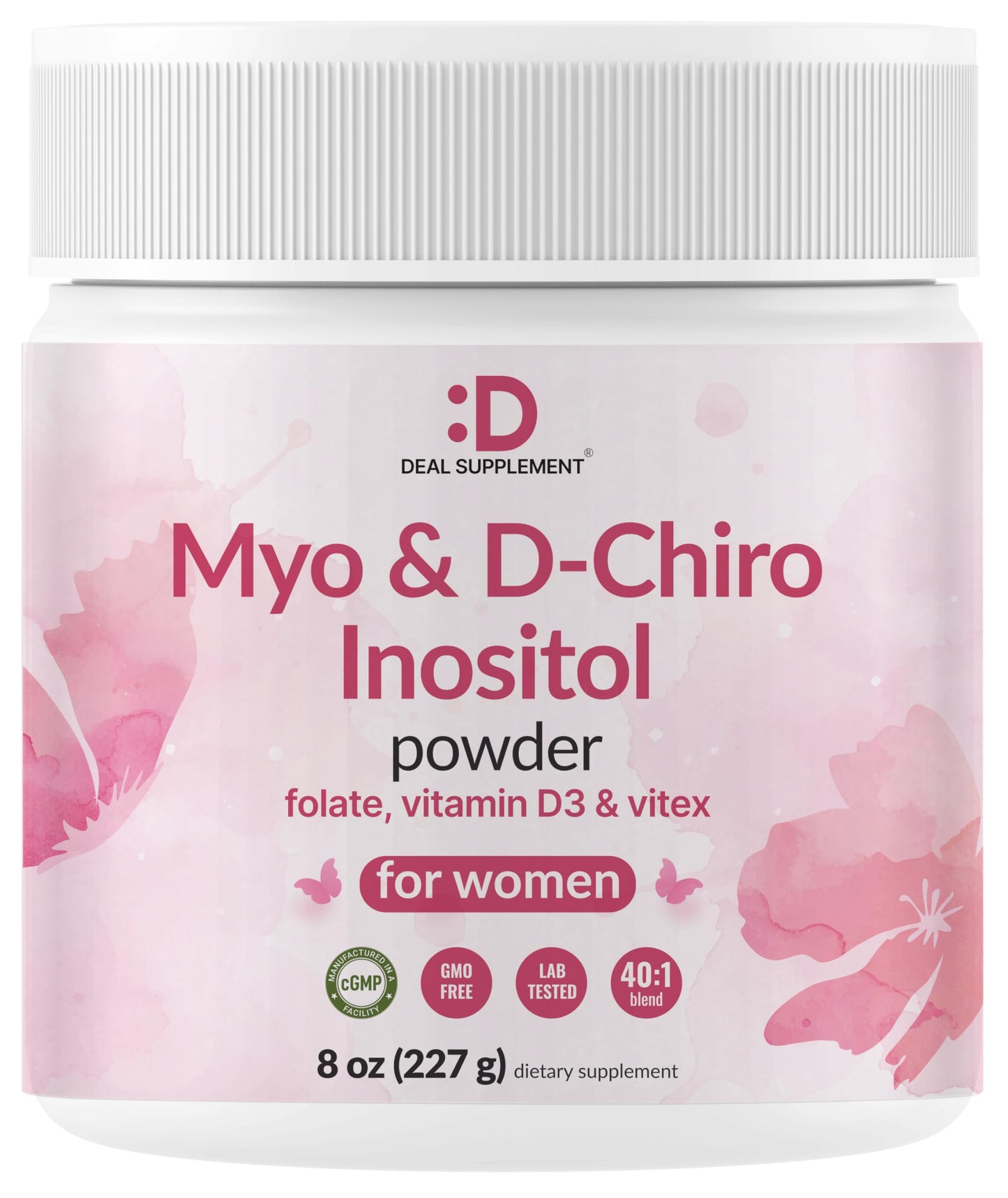 40:1 Myo-Inositol & D-Chiro Inositol for Women – 8oz Non-GMO (109 Servings)