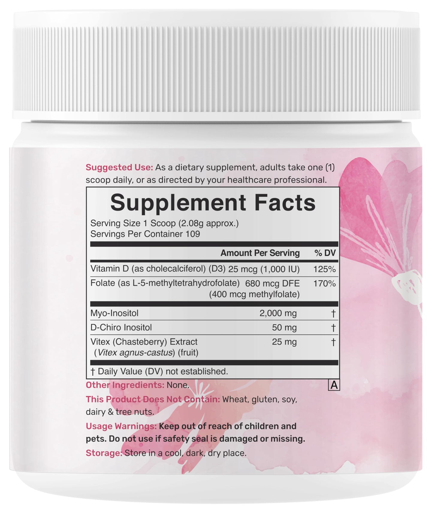 40:1 Myo-Inositol & D-Chiro Inositol for Women – 8oz Non-GMO (109 Servings)
