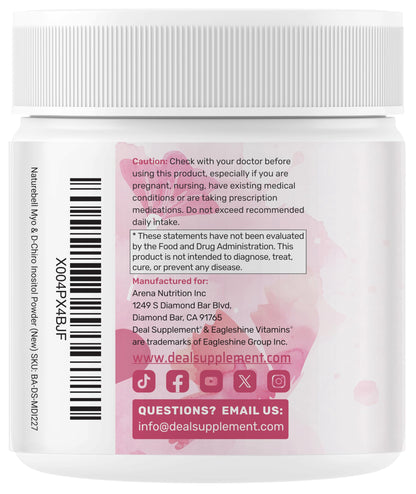 40:1 Myo-Inositol & D-Chiro Inositol for Women – 8oz Non-GMO (109 Servings)