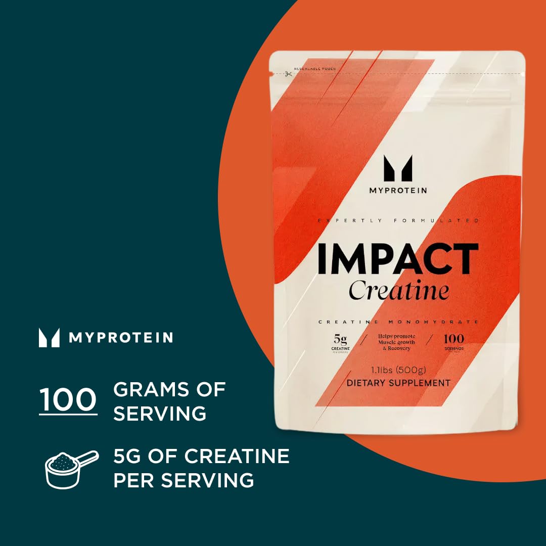 Myprotein Creatine Monohydrate Powder – 100 Servings (1.1 lbs), Pure Unflavored, Pre/Post Workout