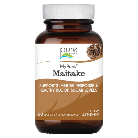 PURE ESSENCE LABS MyPure Maitake Mushrooms - Concentrated Maitake Mushroom Powder Supplement for Immune System Support, Stress Relief, Build Energy, Strength Booster for Men & Women - 2 Month Supply BritishVita | Premium UK Vitamins & Wellness Supplements