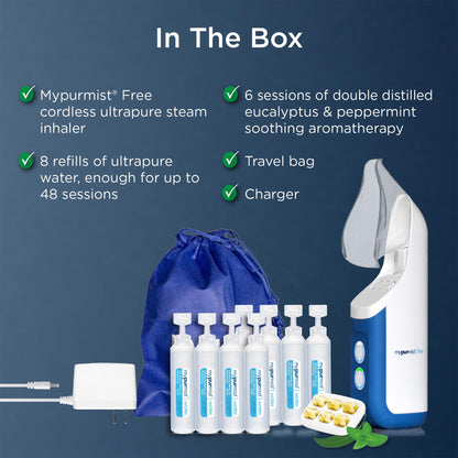 Mypurmist Free Ultrapure Cordless Steam Inhaler | Portable Steam Therapy