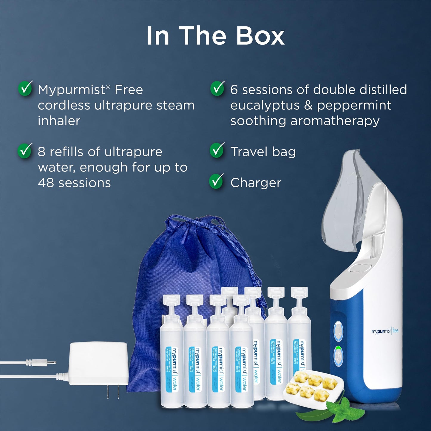 Mypurmist Free Ultrapure Cordless Steam Inhaler | Portable Steam Therapy