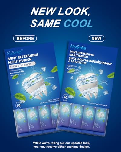 MySmile Mouthwash Alcohol Free for Adults - Travel Mint, 0.41 fl oz per strip, Pack of 60