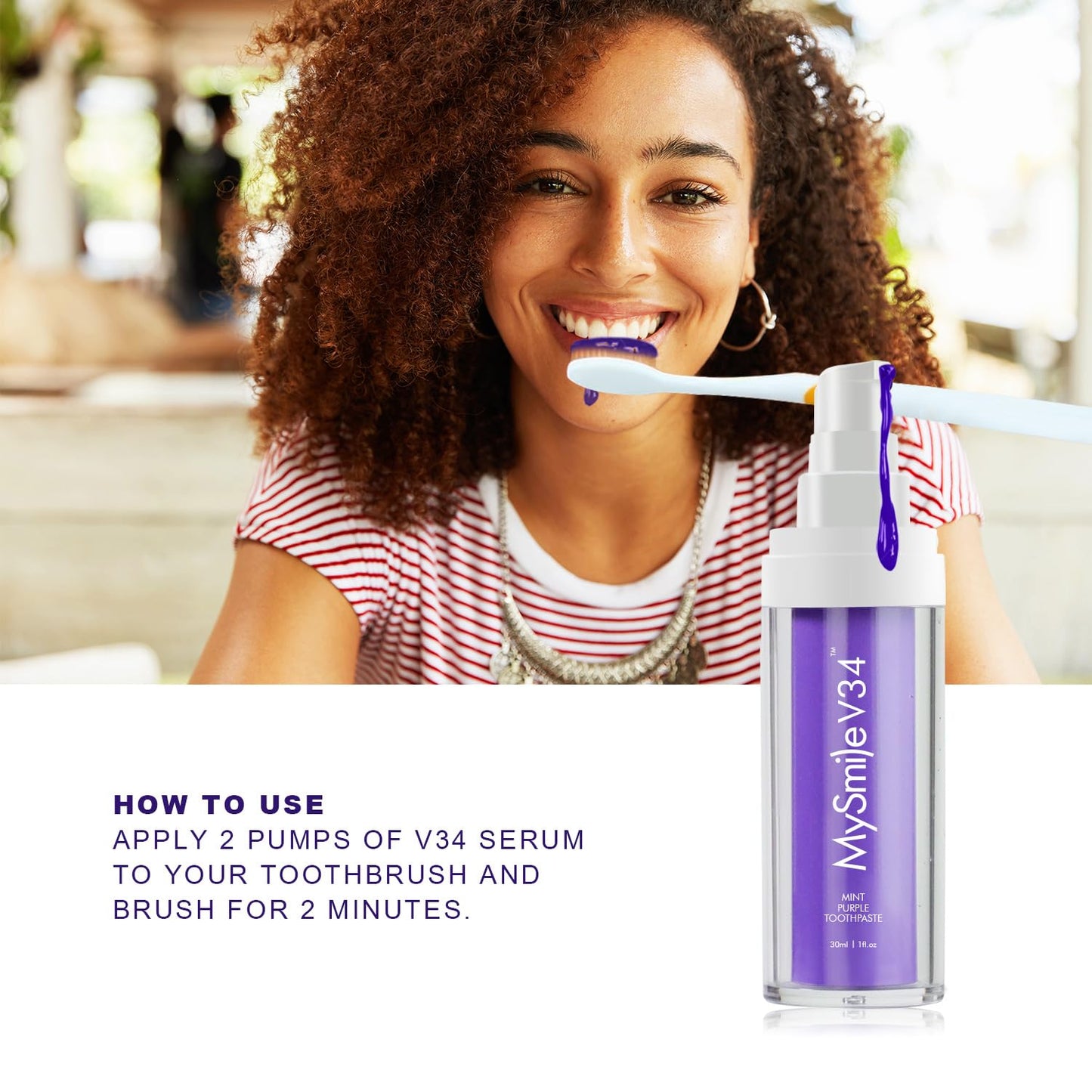 MySmile Purple Toothpaste - Color Correction & Brightening (30ML) | Non-Sensitive, Fresh Mint
