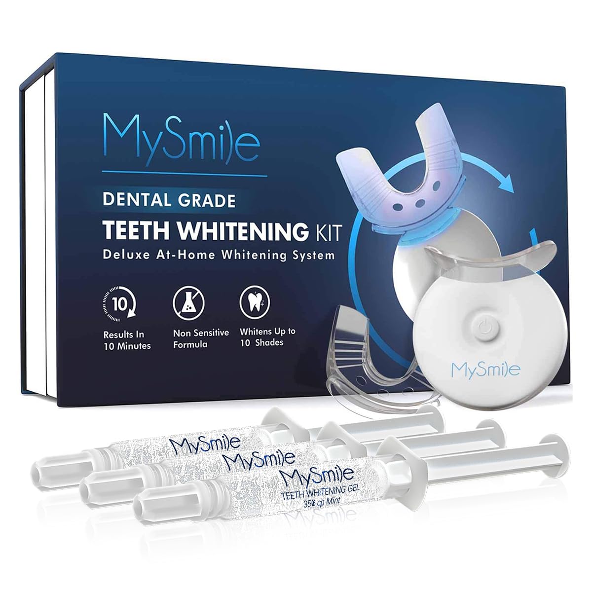 MySmile Teeth Whitening Kit with LED Light – 10 Minute Fast Whitening (35% Carbamide Peroxide)