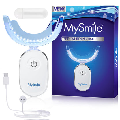 MySmile Teeth Whitening Accelerator Light – 28 LED Blue Light, 10-Min Sessions, USB Charger, Mouth Trays, 1 Pcs LED Light & 4ml Gel