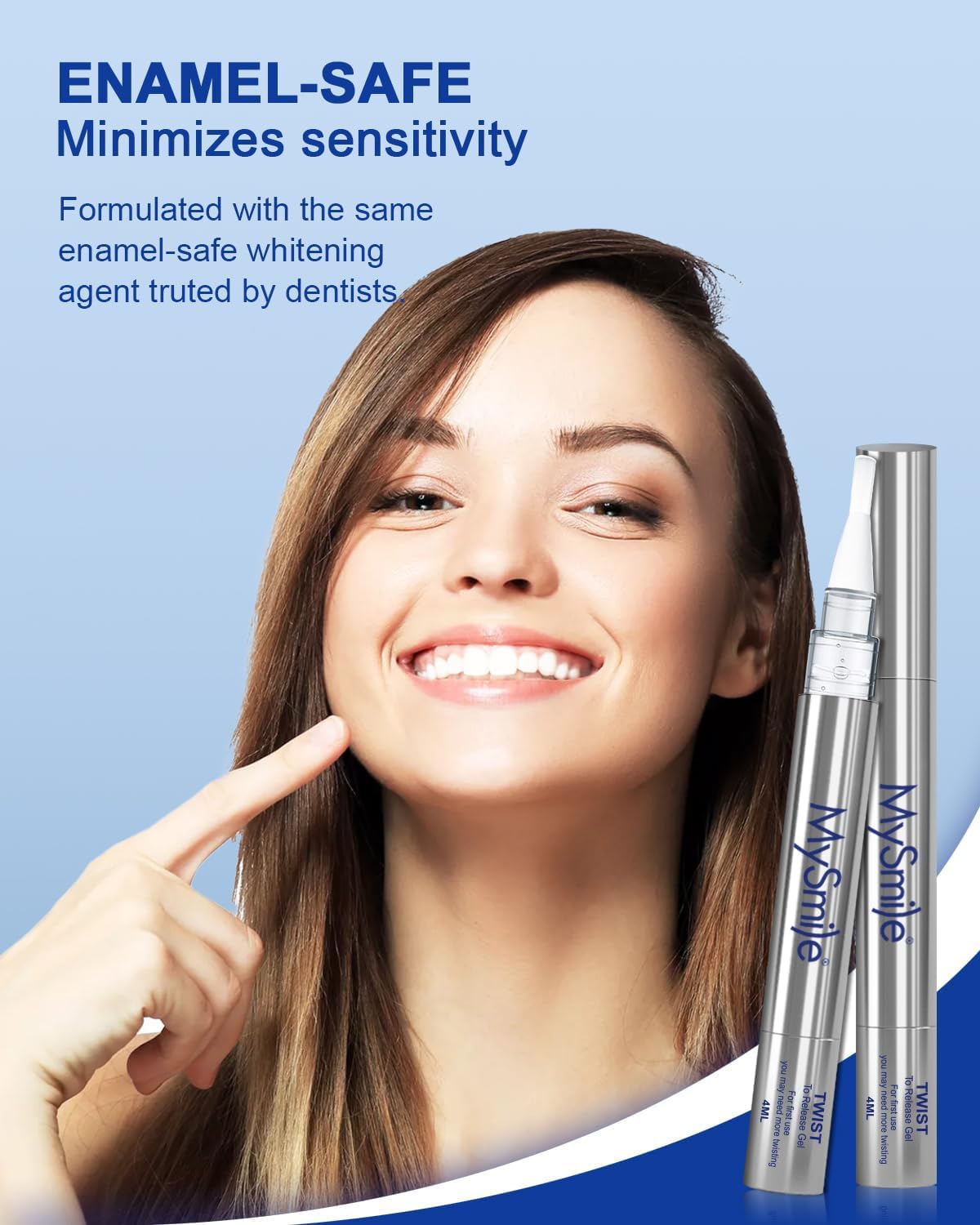 MySmile Teeth Whitening Pen 30+ Treatments – Enamel Safe, Mint Flavor, 10-Minute Whitening