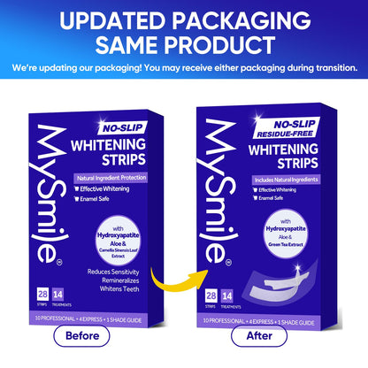 MySmile Teeth Whitening Strips - Hydroxyapatite-Infuse, Enamel-Safe, Non-Slip 14 Treatments Kit (28 Count)