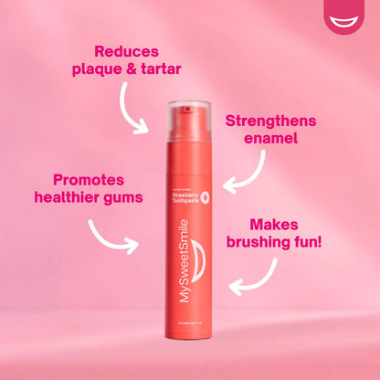 MySweetSmile Strawberry Toothpaste – Strengthen Enamel & Prevent Cavities | Dentist-Approved & IndyBest Award-Winning