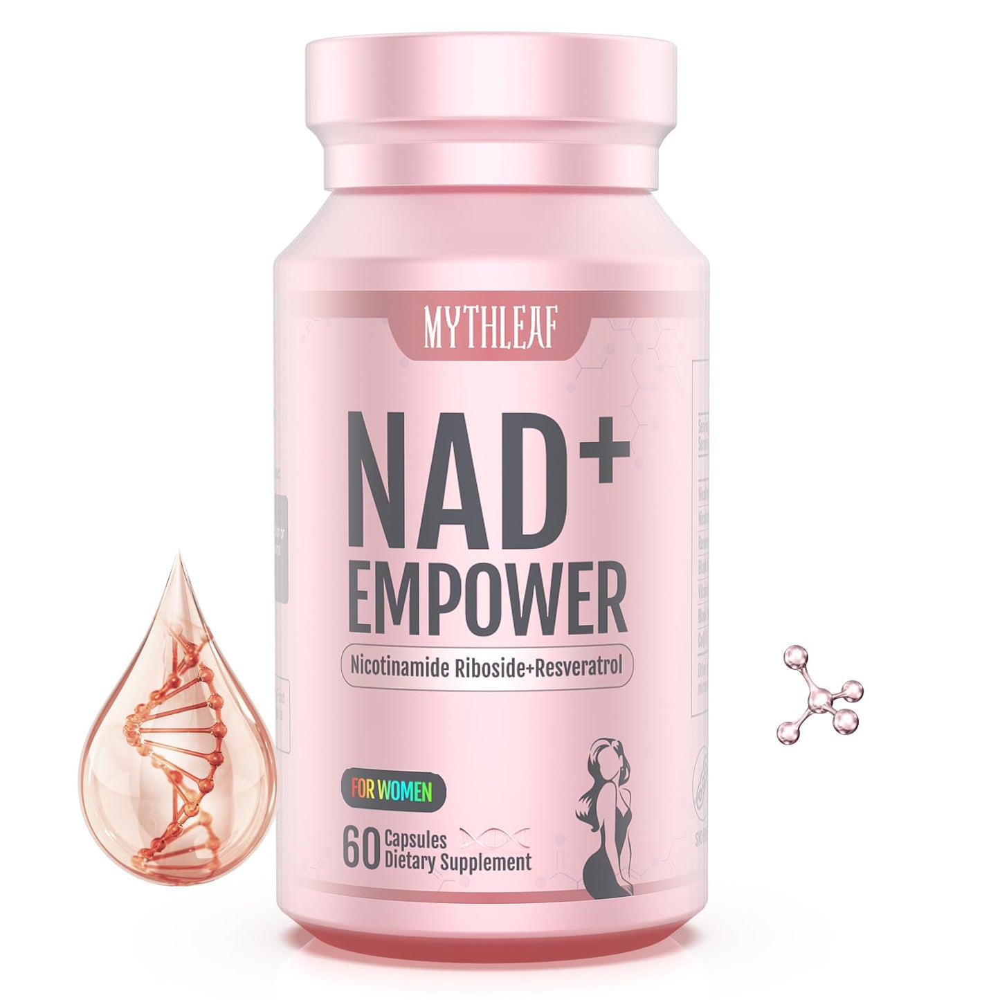MythLeaf Exclusive NAD+ Supplement for Women,NMN Alternative with Resveratrol, CoQ10,Black Cohosh, Vitamin E for Cellular Health,Enhance Energy, Balance Mood, 60 Capsules,30 Day Supply