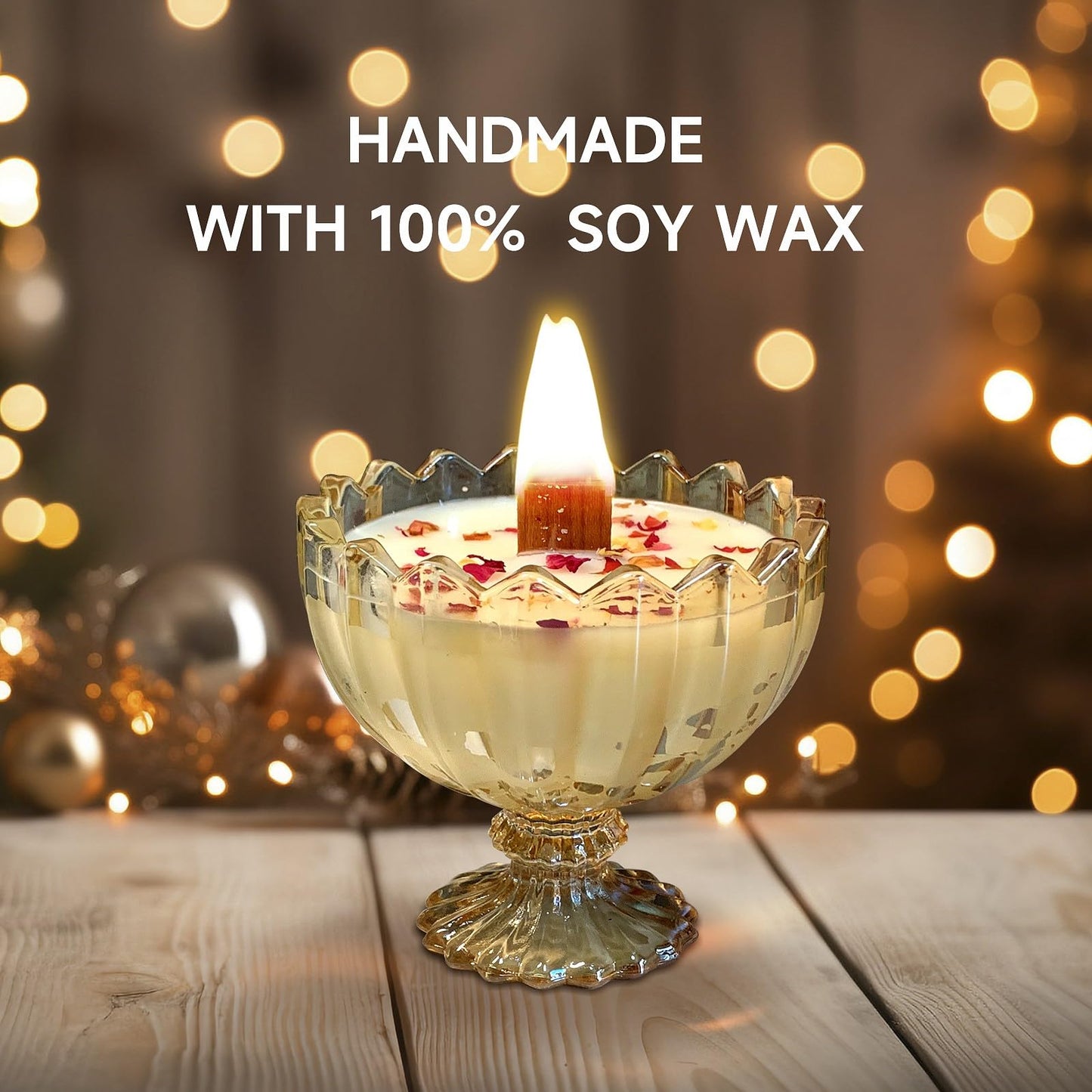 MY ZORAHOME Amber Petal Bowl Soy Wax Jasmine Candle | 6oz, 35h Aromatherapy Jar