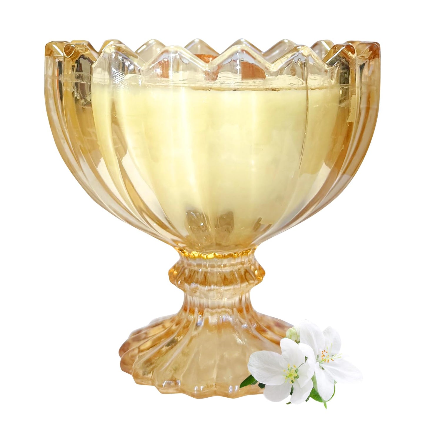 MY ZORAHOME Amber Petal Bowl Soy Wax Jasmine Candle | 6oz, 35h Aromatherapy Jar