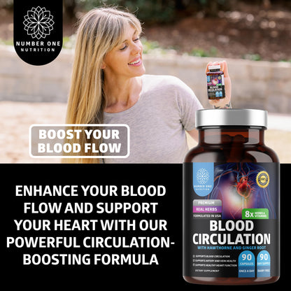 Number One Nutrition Blood Circulation Supplement for Women & Men – 90 Caps