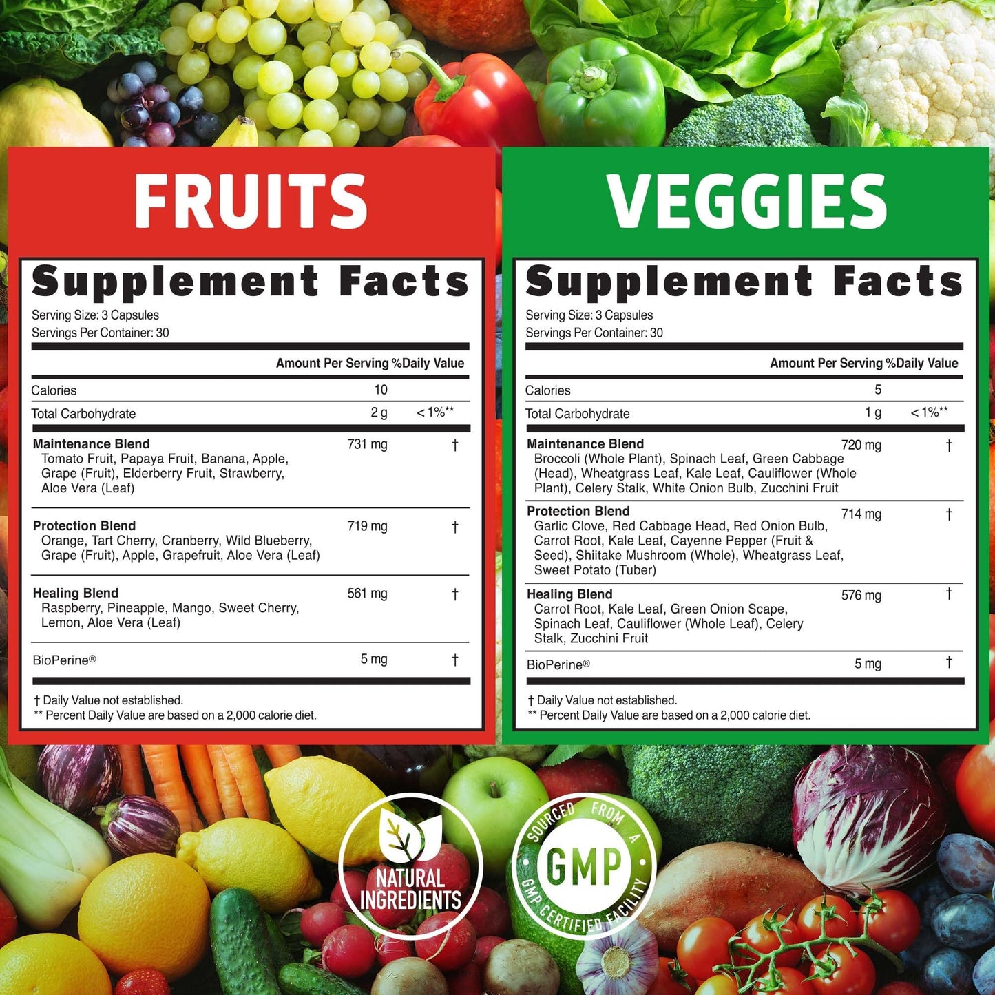 N1N 4-Pack Premium Super Fruits & Veggies, 360 Caps | Whole-Food Vegan