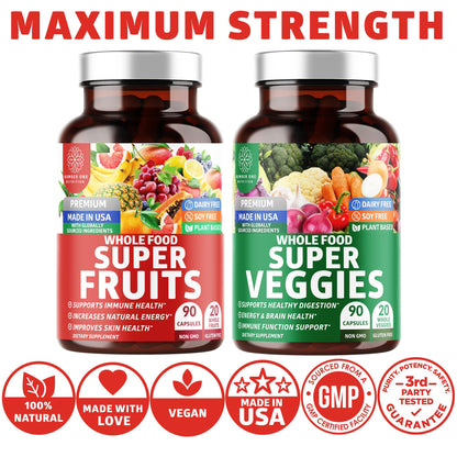 N1N 4-Pack Premium Super Fruits & Veggies, 360 Caps | Whole-Food Vegan
