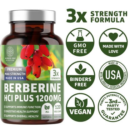 Number One Nutrition N1N Premium Berberine Plus 1200mg - 120 Caps