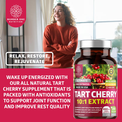 N1N Tart Cherry Extract Capsules – 200 Veg Caps (Pack of 2), 3000 mg