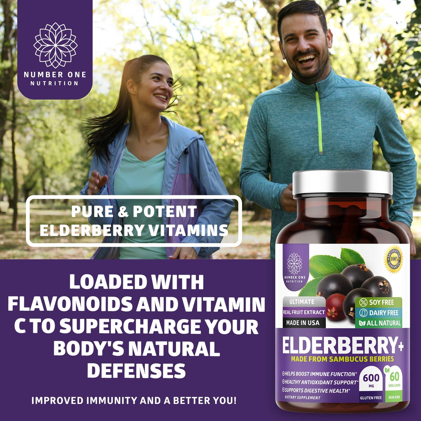 N1N Premium Black Elderberry Capsules – Max Strength for Immunity & Skin Health | 60 Veg Caps (Pack of 2)