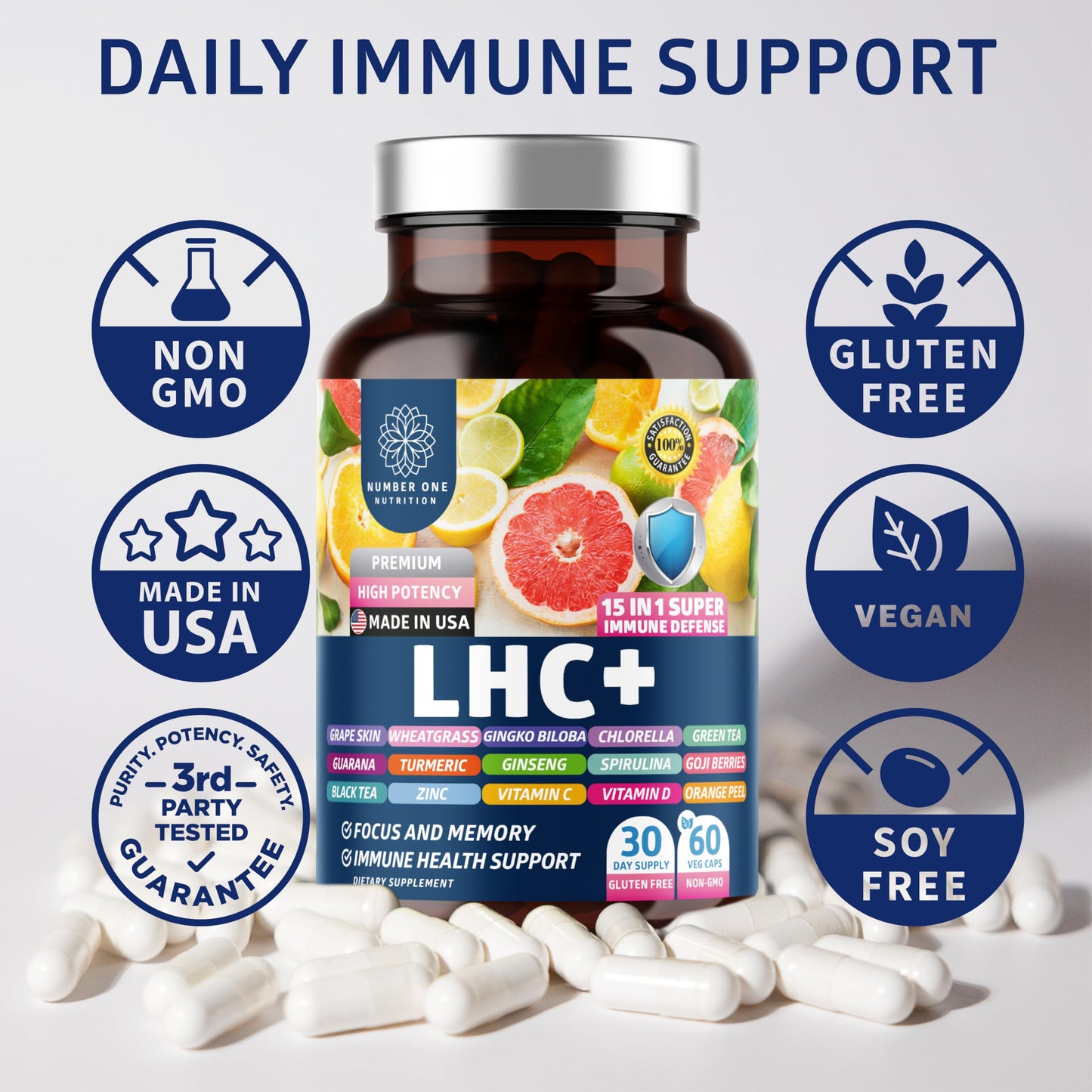 N1N LHC+ 15-in-1 Immune Support Supplement | 60 Veg Caps