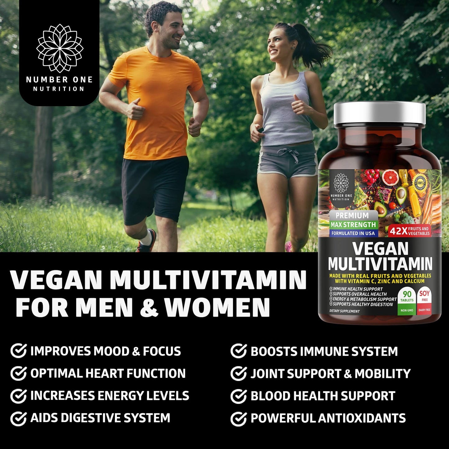 N1N Premium Plant-Based Multivitamin - 42 Ingredients, 90 Tablets