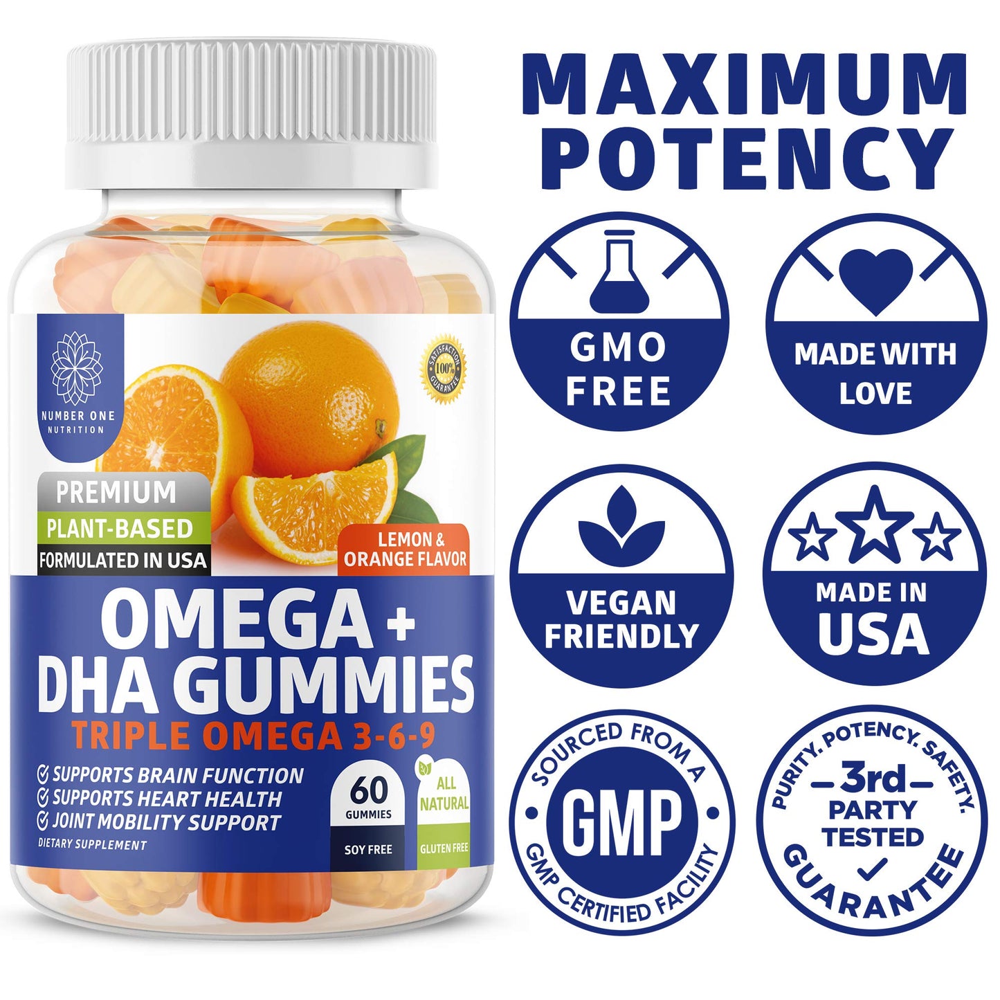 N1N Omega 3-6-9 + DHA Gummies (Vegan) – Brain & Immunity Support | Pack of 2