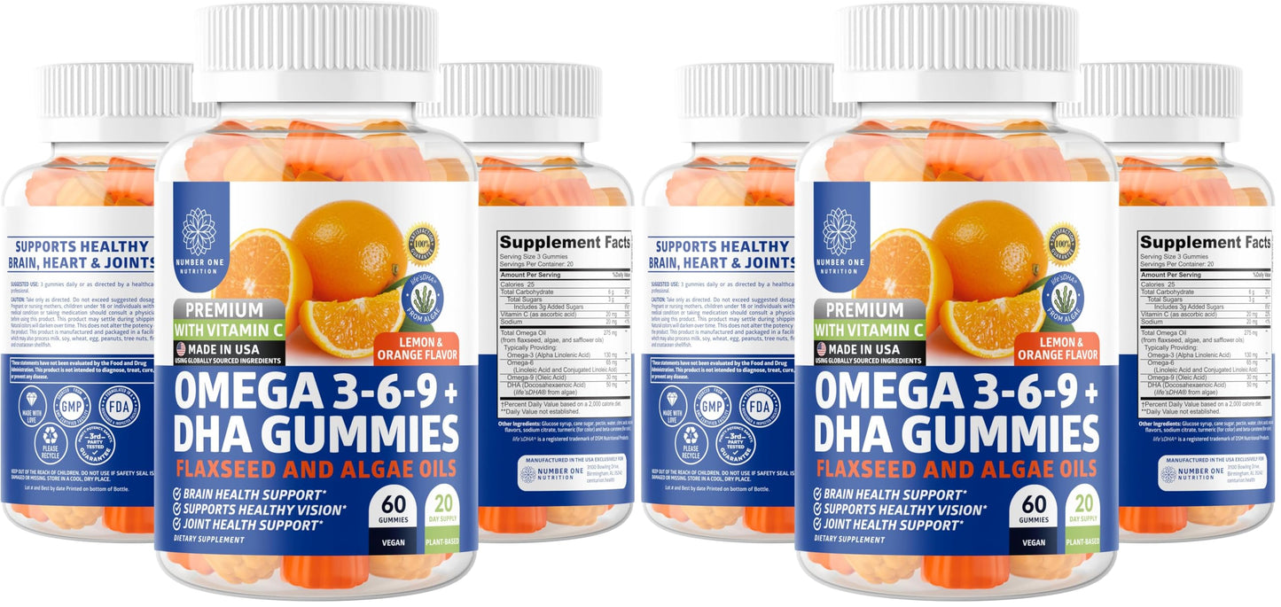N1N Omega 3-6-9 + DHA Gummies (Vegan) – Brain & Immunity Support | Pack of 2