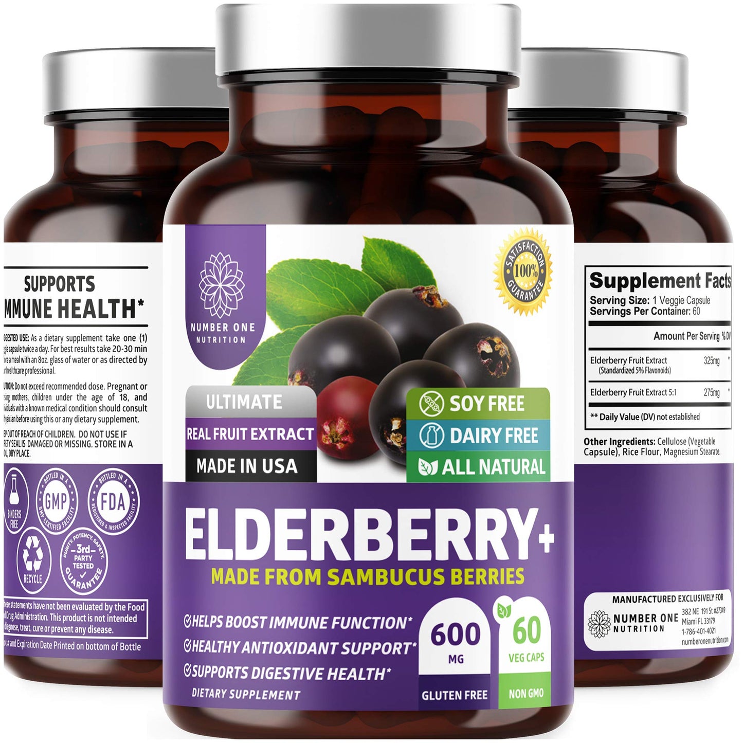 N1N Premium Black Elderberry Capsules for Adults – Max Strength Immunity