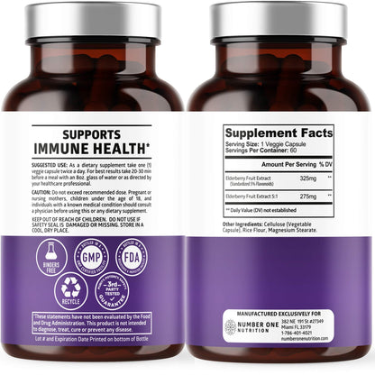 N1N Premium Black Elderberry Capsules for Adults – Max Strength Immunity