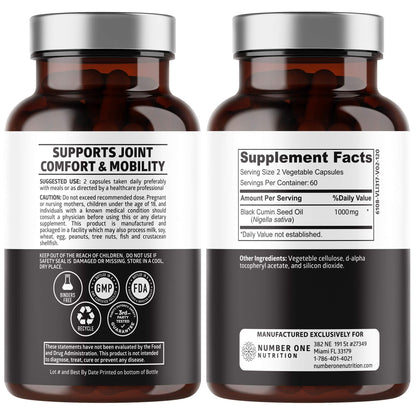 Number One Nutrition N1N Premium Black Seed Oil 1000 mg - Cold-Pressed