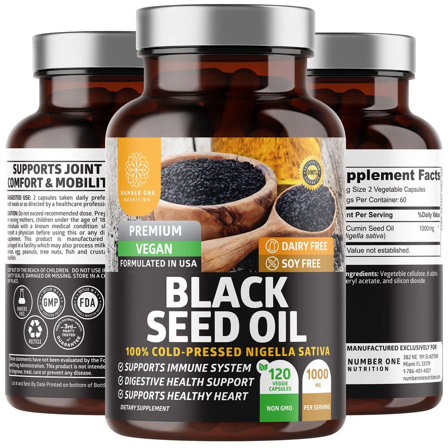 Number One Nutrition N1N Premium Black Seed Oil 1000 mg - Cold-Pressed