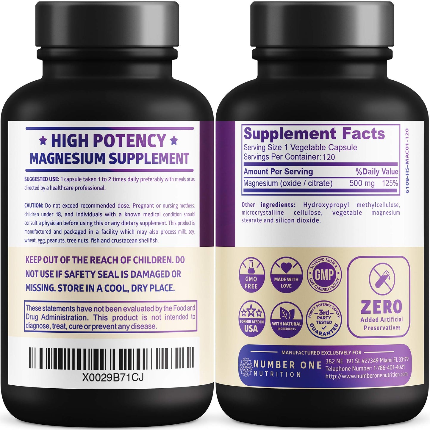 N1N Premium Magnesium Complex - High Absorption Magnesium Supplement | 120 Veggie Capsules