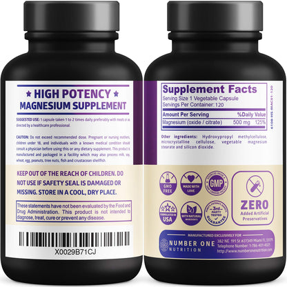 N1N Premium Magnesium Complex - High Absorption Magnesium Supplement | 120 Veggie Capsules