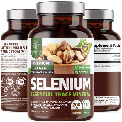 N1N Premium Pure Selenium 200MCG Max Absorption – Immunity & Prostate Support, 180 Veg Caps