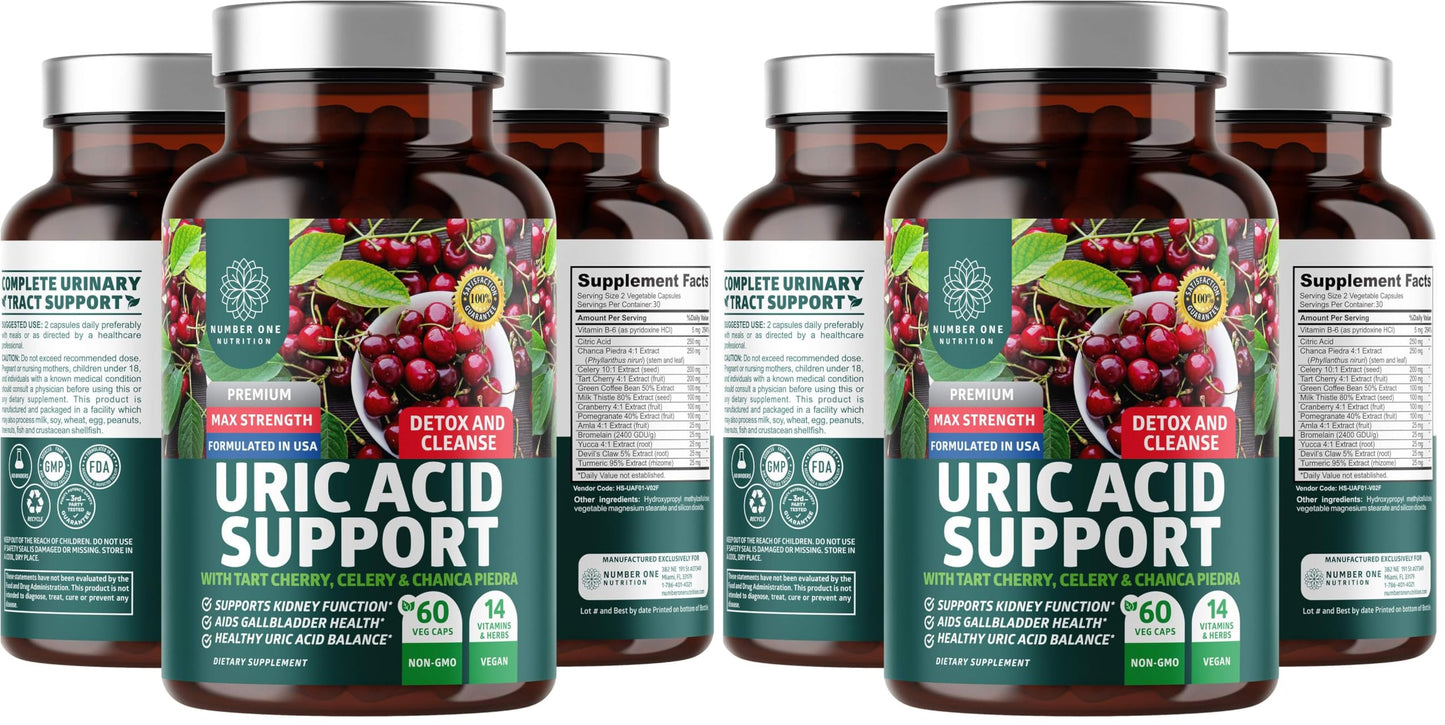 N1N Premium Uric Acid Support – 14x Potent Herbs, All Natural Kidney & Uric Acid Cleanse (Pack of 2)